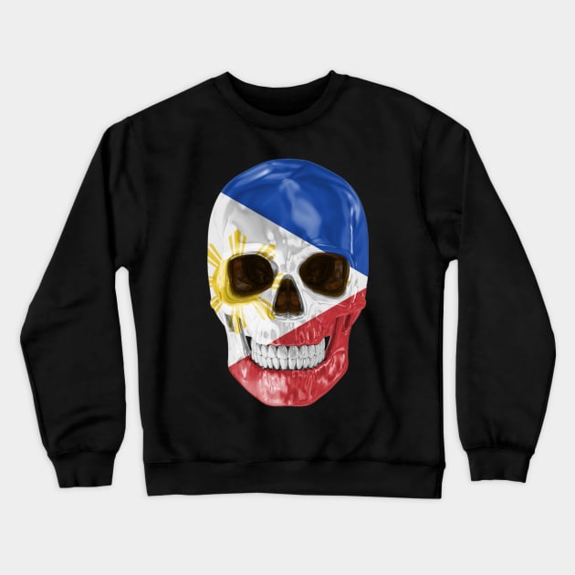 Philippines Flag Skull - Gift for Filipino With Roots From Philippines Crewneck Sweatshirt by Country Flags